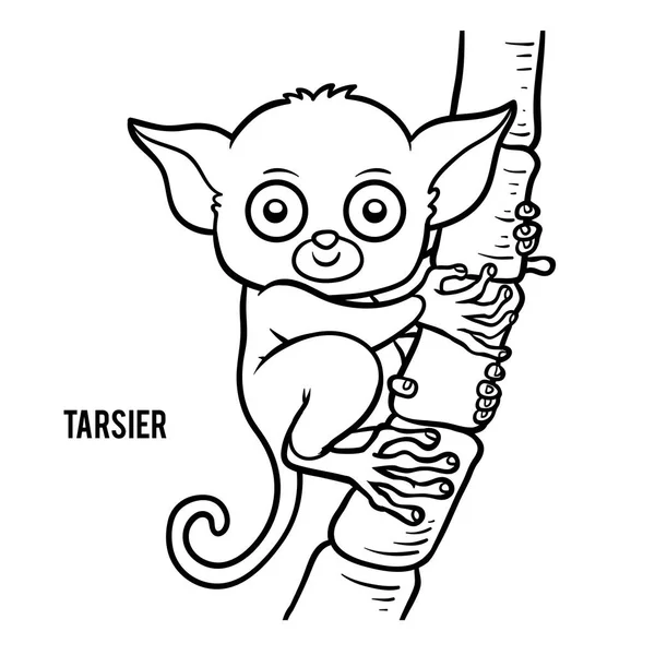 Libro para colorear, Tarsier — Vector de stock