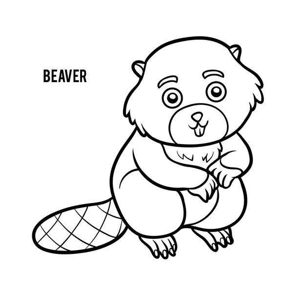 Coloring book, Beaver — Stock Vector