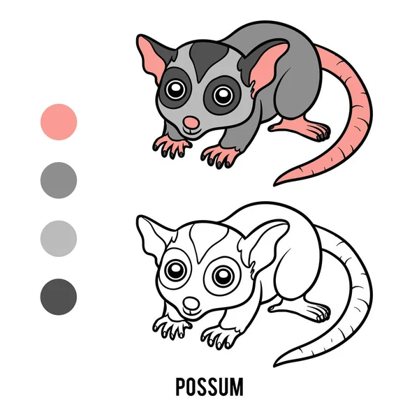Libro para colorear, Possum — Vector de stock