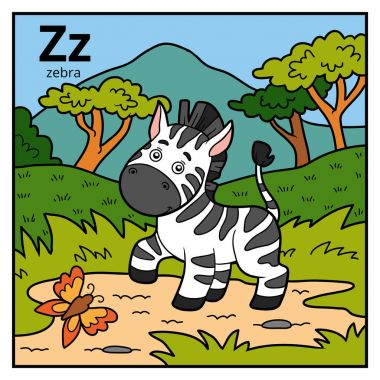 Çocuklar, harf Z için renk alfabe (zebra)