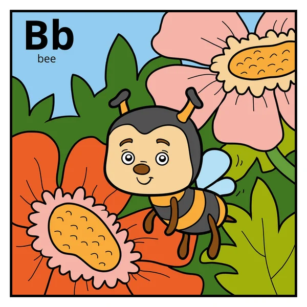 Χρώμα αλφάβητο για τα παιδιά, το γράμμα Β (μέλισσα) — Διανυσματικό Αρχείο
