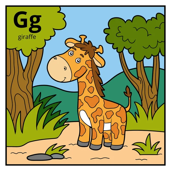 Alfabeto a colori per bambini, lettera G (giraffa ) — Vettoriale Stock