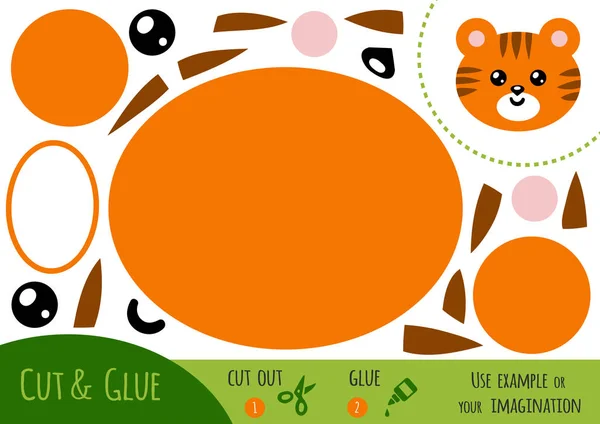 Jeu de papier éducatif pour enfants, Tigre — Image vectorielle