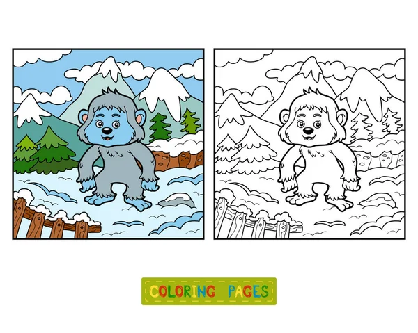 Libro para colorear, Yeti — Vector de stock