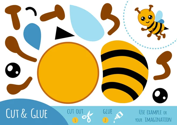 Εκπαίδευση χαρτί παιχνίδι για τα παιδιά, μέλισσα — Διανυσματικό Αρχείο