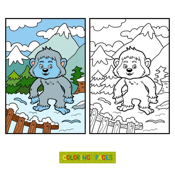 Libro para colorear, Yeti — Archivo Imágenes Vectoriales