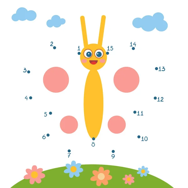 Números de juego para niños, Mariposa — Vector de stock