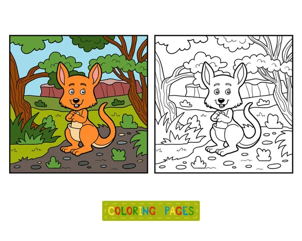 Libro para colorear para niños, Canguro — Archivo Imágenes Vectoriales