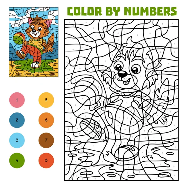 Numarasına göre renk çocuklar için bir top ile kedi