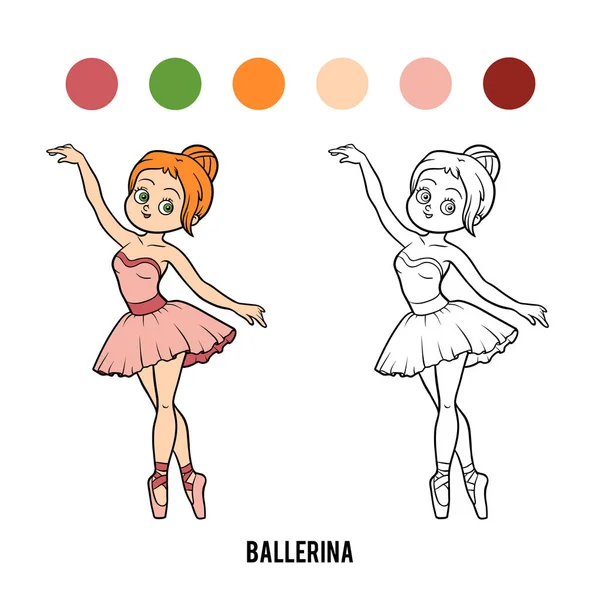 Målarbok, Ballerina — Stock vektor