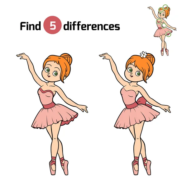 Trova le differenze, Ballerina — Vettoriale Stock