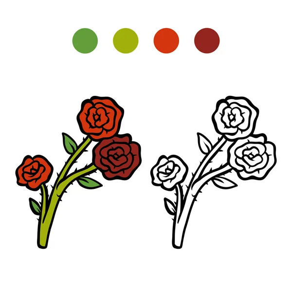 Libro para colorear, flor Rose — Archivo Imágenes Vectoriales