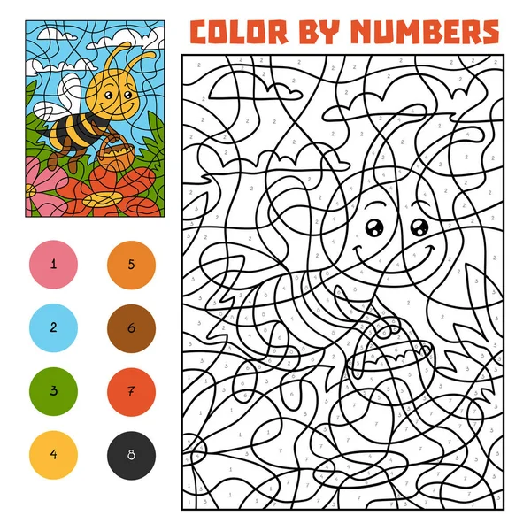 Color por número para niños, Abeja — Archivo Imágenes Vectoriales