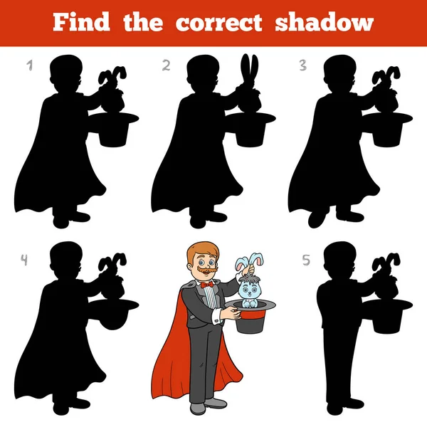 找到正确的影子，游戏给孩子，魔术师 — 图库矢量图片