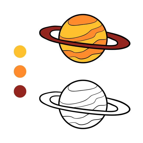 Carte de colorat, Saturn — Vector de stoc