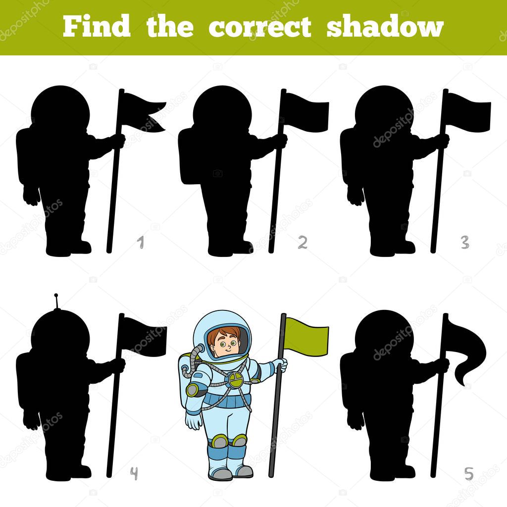 Find the correct shadow, game for children, Astronaut