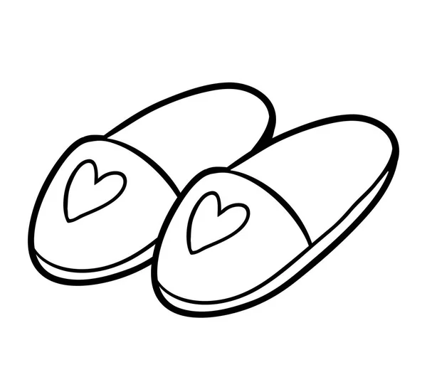 Coloring book, Slippers — Stock Vector