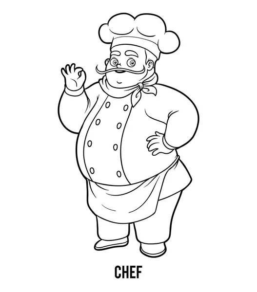 Coloring book, Chef — Stock Vector