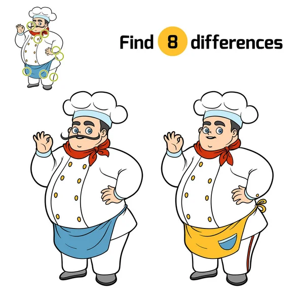 Знайти відмінності, шеф-кухар — стоковий вектор