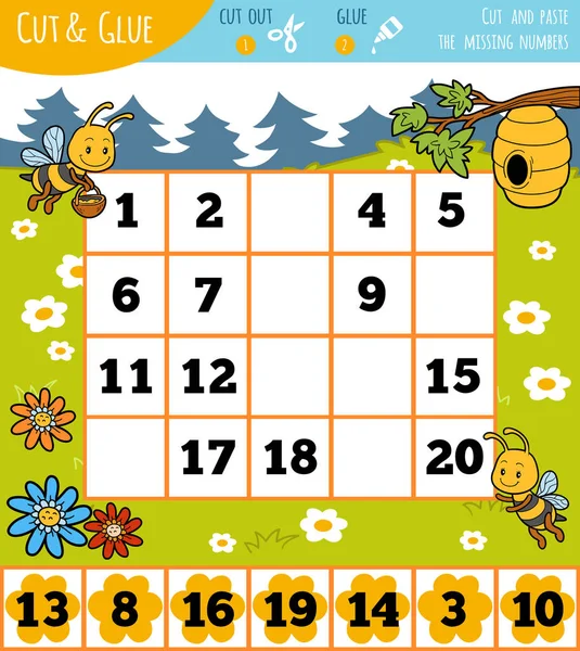 Education numbers game for children, Summer theme — Stock Vector