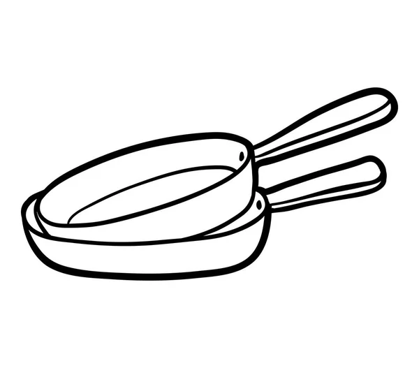 Livre à colorier, Deux casseroles — Image vectorielle
