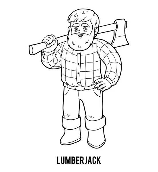 Livro para colorir, Lumberjack —  Vetores de Stock