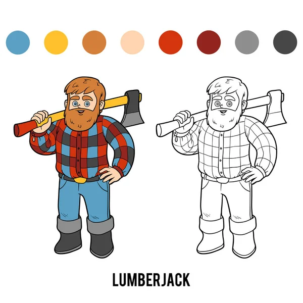 Livro para colorir, Lumberjack —  Vetores de Stock