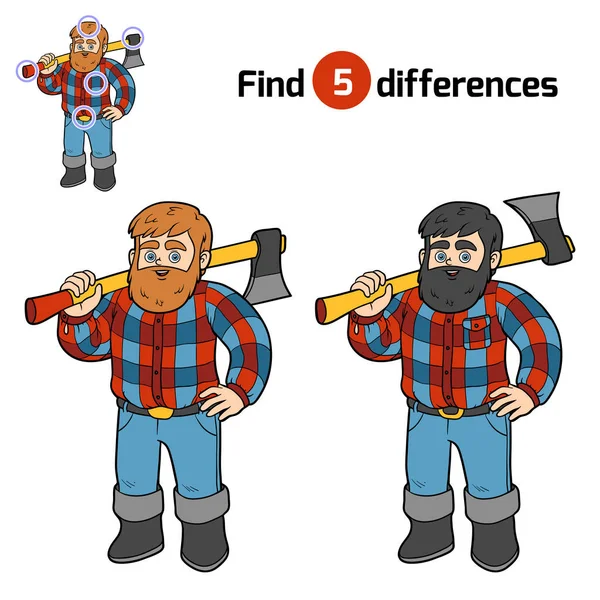 Encontre diferenças, Lumberjack —  Vetores de Stock