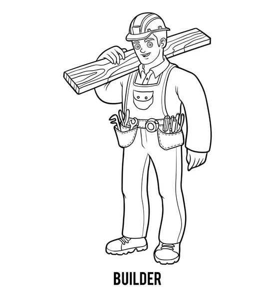 Målarbok, Builder — Stock vektor