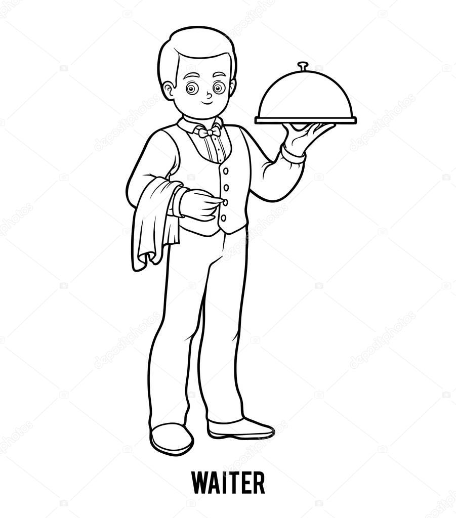 Coloring book, Waiter — Stock Vector © ksenya_savva #162474374