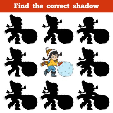 Doğru gölge, çocuk, kız ve bir top kar için oyun bulmak