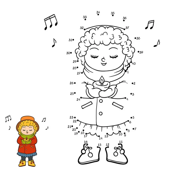 Jeu de nombres, Fille chantant une chanson de Noël — Image vectorielle