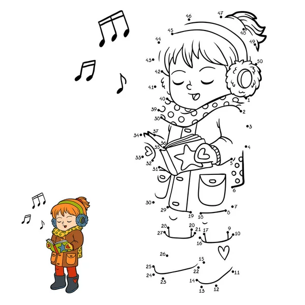 Numbers game, Girl singing a Christmas song — Stock Vector