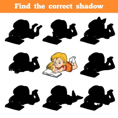 Doğru gölge, çocuklar için oyun genç kız bir kitap okuma bulmak