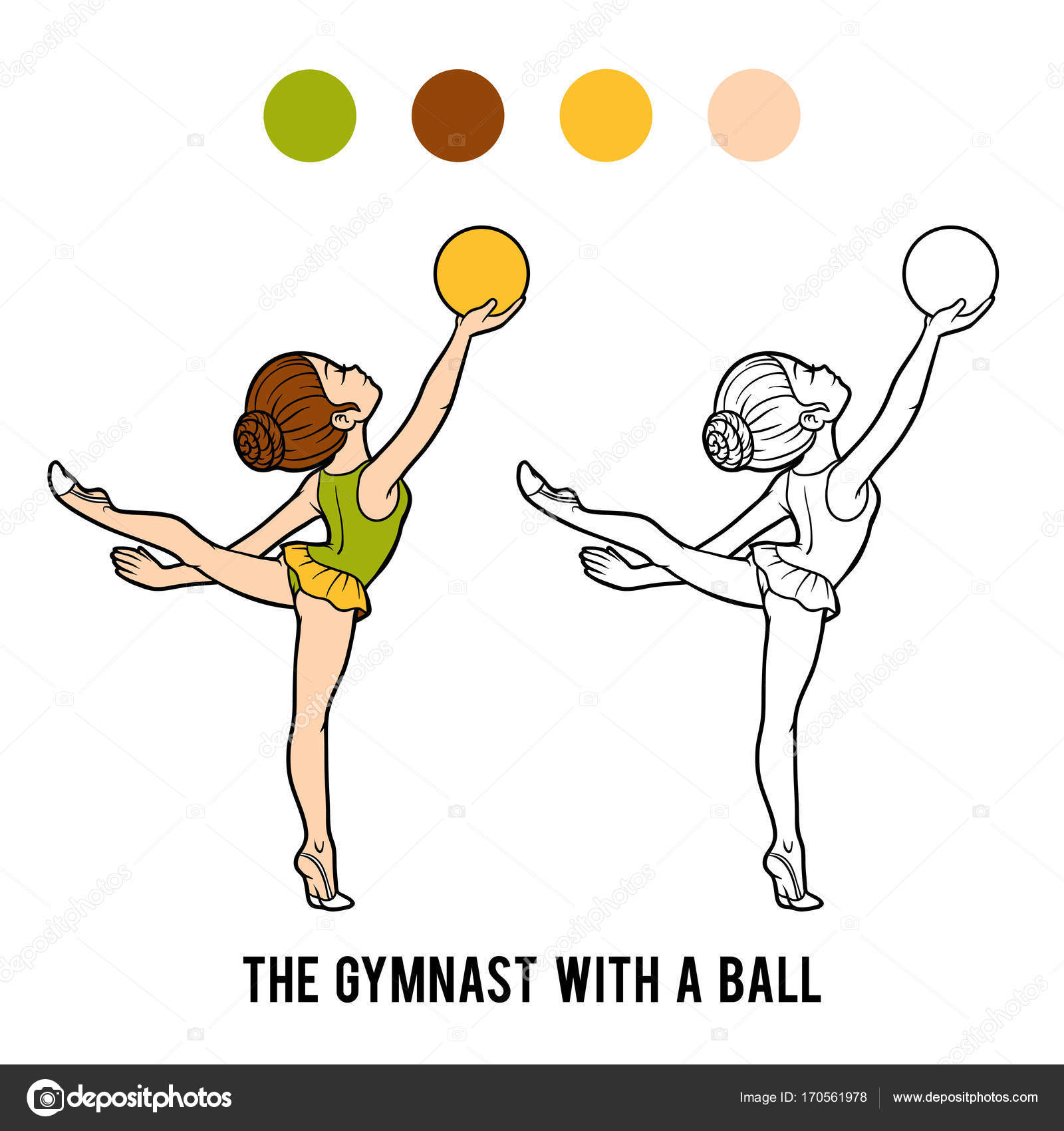 Libro da colorare per i bambini la ginnasta con una sfera — Vettoriali di ksenya savva