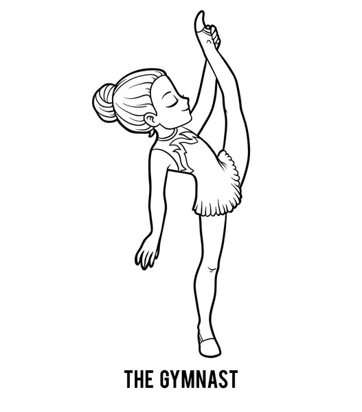 Libro para colorear, La chica gimnasta — Archivo Imágenes Vectoriales