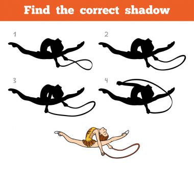 Doğru gölge, çocuklar için oyun bir ip ile jimnastikçi bulmak