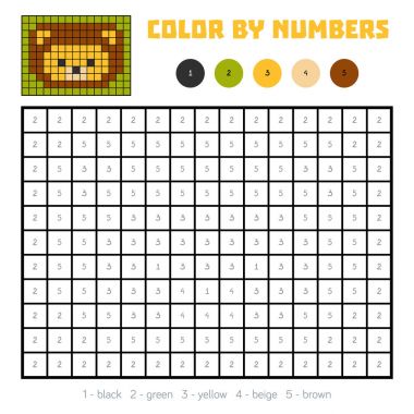 Color by number, education game, Lion clipart