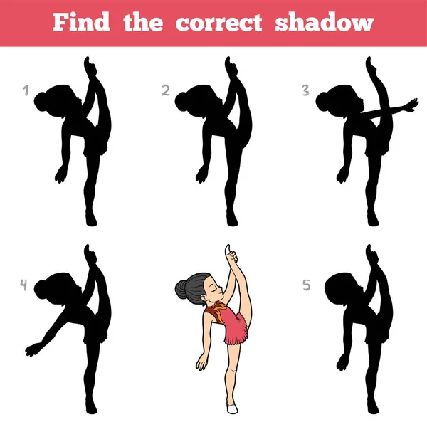 Encuentra la sombra correcta, La chica gimnasta — Vector de stock