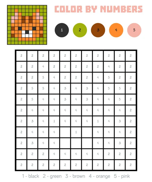 Color por número, juego de educación, gato — Vector de stock