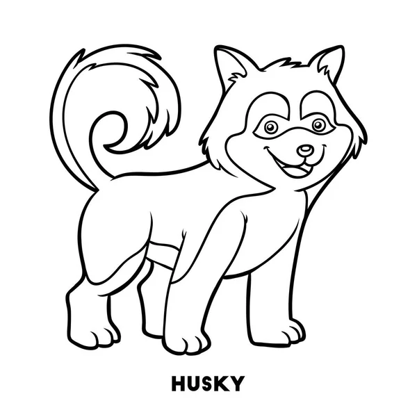 Coloring book, Dog breeds: Husky — Stock Vector