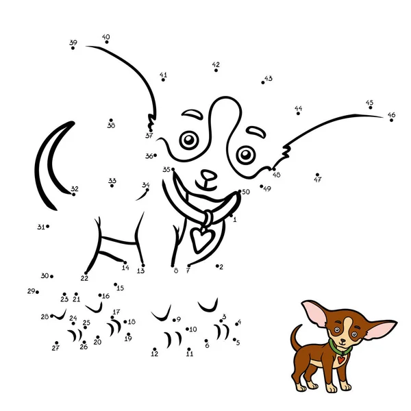Números juego, juego de educación, Razas de perros: Chihuahua — Vector de stock