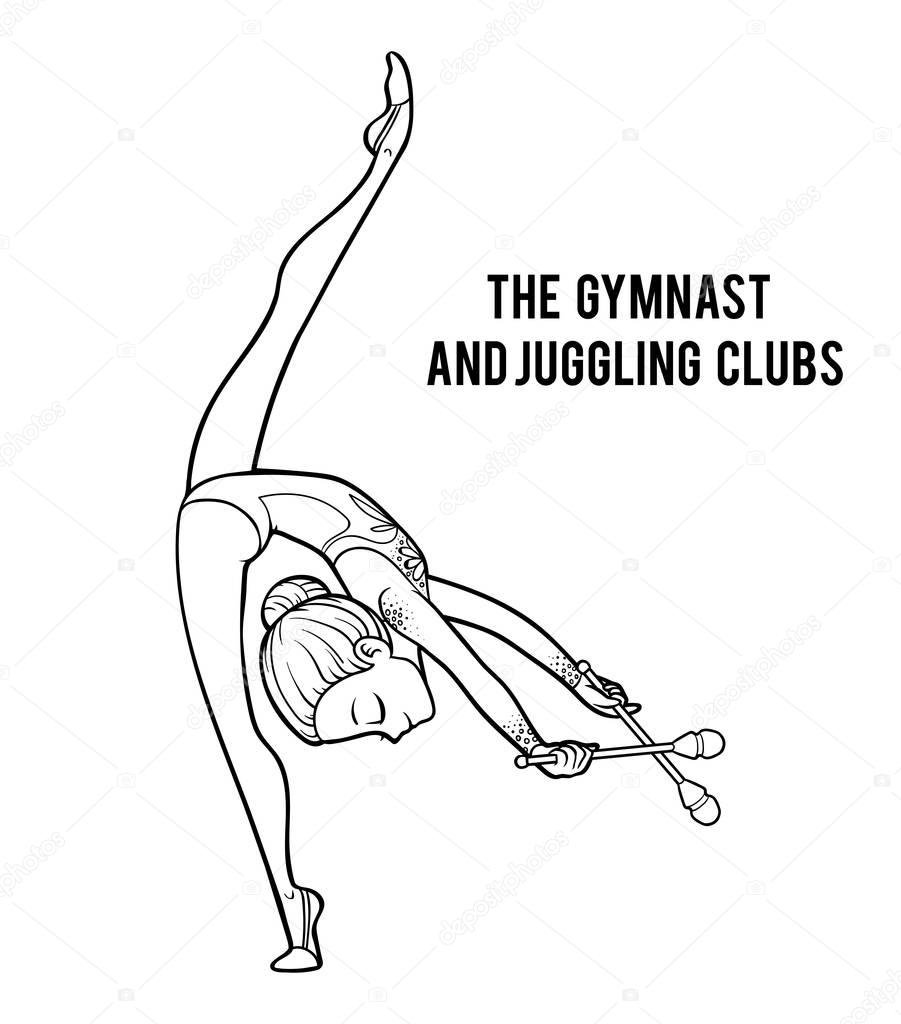 Coloring book, The gymnast and juggling clubs