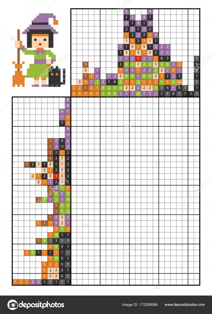 Puzzle de pintar por número (nonogram), jogo educacional para