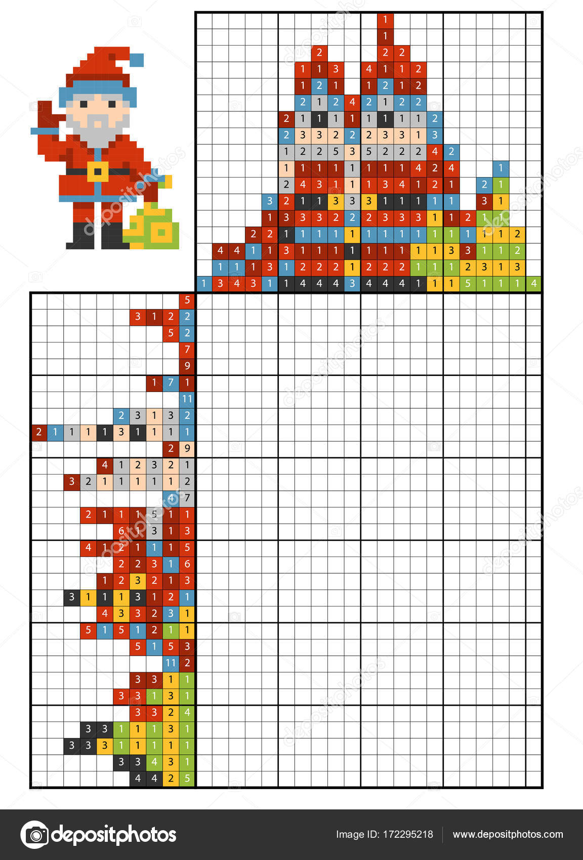 Malować Przez Numer Puzzle Obrazek święty Mikołaj