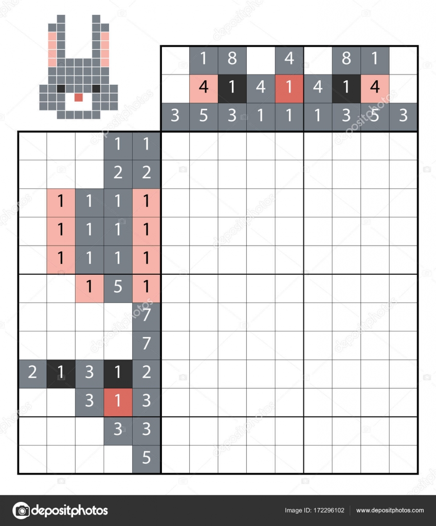Puzzle de pintar por número (nonogram), jogo educativo para