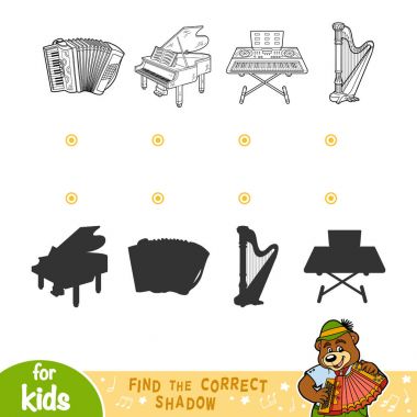 Doğru gölge bulmak. Siyah ve Beyaz dizi müzik aletleri