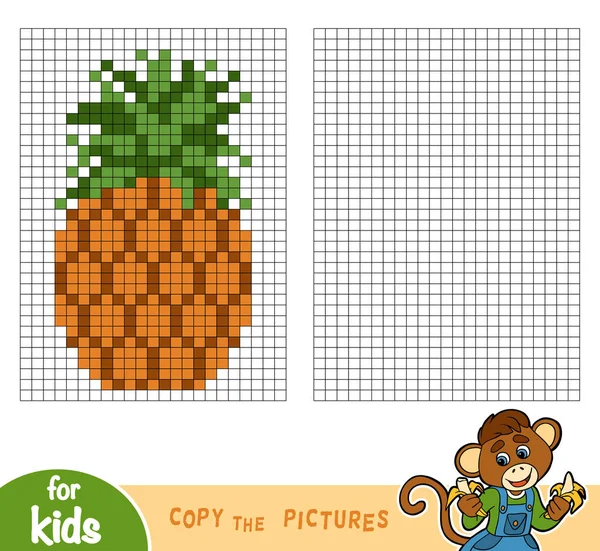 Copiar la imagen, juego de educación, Piña — Vector de stock