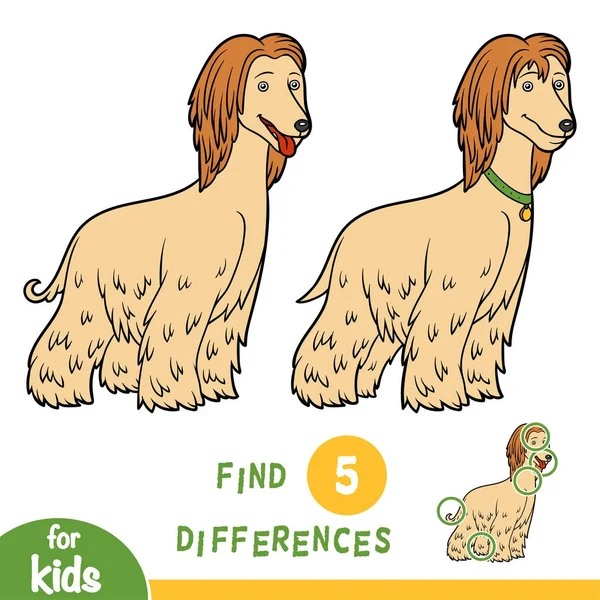 Find differences, education game, Afghan hound — Stock Vector