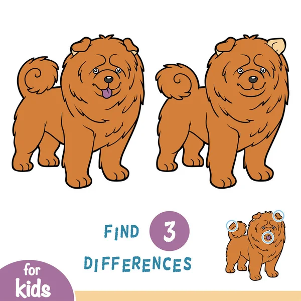 Find differences, education game, Chow chow — Stock Vector